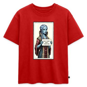 Ce t-shirt nourrissait un chien errant - T-shirt enfant oversize en coton biologique Premium - rouge - Devant - AI Model Kid Male (0cm)