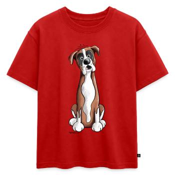 Drôle Deutscher Boxer - Boxer Alleman - T-shirt enfant oversize en coton biologique Premium - rouge - Devant - AI Model Kid Male (0cm)