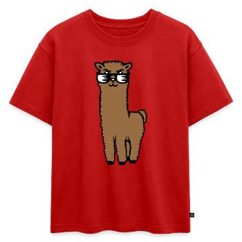 Alpaga Lama Lunettes de Soleil Smart Drôle Cool Animal - T-shirt enfant oversize en coton biologique Premium - rouge - Devant - AI Model Kid Male (0cm)