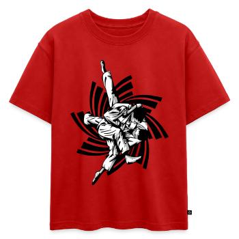 prise de judo - T-shirt enfant oversize en coton biologique Premium - rouge - Devant - AI Model Kid Male (0cm)