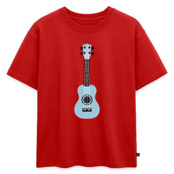 ukulélé - T-shirt enfant oversize en coton biologique Premium - rouge - Devant - AI Model Kid Male (0cm)