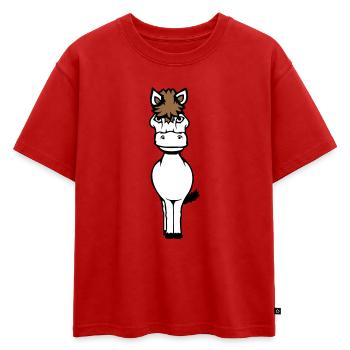 cheval mignon poney poulain cheval fille mignon bande dessinée - T-shirt enfant oversize en coton biologique Premium - rouge - Devant - AI Model Kid Male (0cm)