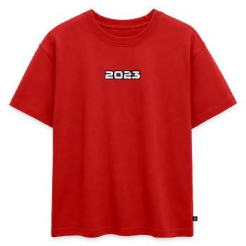 2023 - Oversized Kids' Premium Organic T-Shirt - red - Front - AI Model Kid Male (0cm)