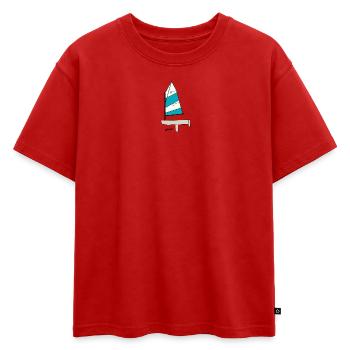 Optimist Voilier Variante 3 - T-shirt enfant oversize en coton biologique Premium - rouge - Devant - AI Model Kid Male (0cm)