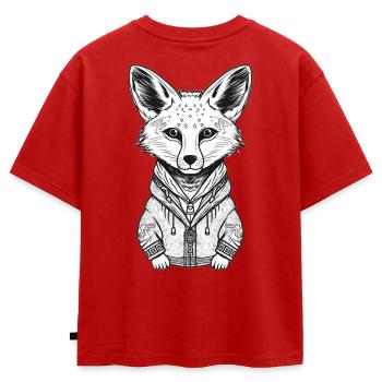 Renard au design streetwear - T-shirt enfant oversize en coton biologique Premium - rouge - Dos - AI Model Kid Male (0cm)