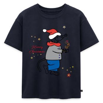 Joyeux Noël, Avent - T-shirt enfant oversize en coton biologique Premium - bleu marine - Devant - AI Model Kid Male (0cm)