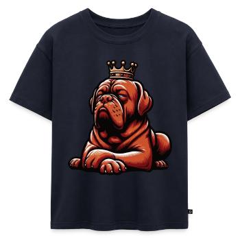 Mastiff de Bordeaux Propriétaire du Mastiff de Bordeaux - T-shirt enfant oversize en coton biologique Premium - bleu marine - Devant - AI Model Kid Male (0cm)