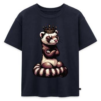 Furet Ferret Holder Furet Propriétaire - T-shirt enfant oversize en coton biologique Premium - bleu marine - Devant - AI Model Kid Male (0cm)