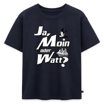 Ja Moin oder Watt? - T-shirt enfant oversize en coton biologique Premium - bleu marine - Devant - AI Model Kid Male (0cm)