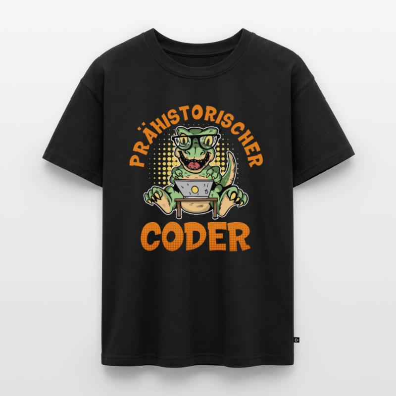 Coding PREHISTORIC CODER Fun Oversized Teens' Premium Organic T-Shirt
