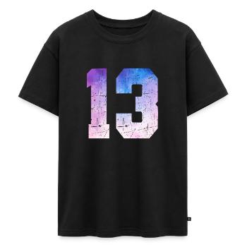 Ausgabe 13 – 13. Jubiläumsgeschenk - Oversized Teenager Premium Organic T-Shirt - Schwarz - Vorne - AI Model Teenager Male light (155cm)