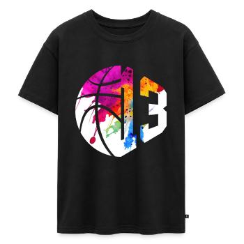 NR. 13 NUMMER 13 BASKETBALL 13. GEBURTSTAG - Oversized Teenager Premium Organic T-Shirt - Schwarz - Vorne - AI Model Teenager Male light (155cm)