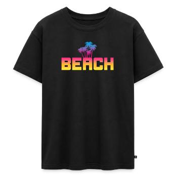 Beach Palmen Strand Sommer Urlaub Abenteuer Fun - Oversized Teenager Premium Organic T-Shirt - Schwarz - Vorne - AI Model Teenager Male light (155cm)