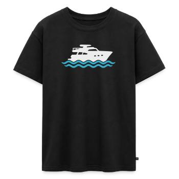 Yacht Silhouette Bateau à moteur - T-shirt Premium oversize ado en coton biologique SPREAD - noir - Devant - AI Model Teenager Male light (155cm)