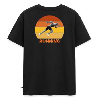athlétisme, sprint, course à pied - T-shirt Premium oversize ado en coton biologique SPREAD - noir - Dos - AI Model Teenager Male light (155cm)
