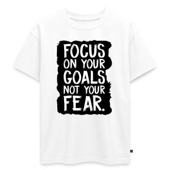 focus on your goals not your fear - Oversized Teens' Premium Organic T-Shirt - white - Front - AI Model Teenager Male dark (155cm)