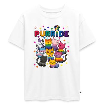 Purride Chats LGBT - T-shirt Premium oversize ado en coton biologique SPREAD - blanc - Devant - AI Model Teenager Male dark (155cm)