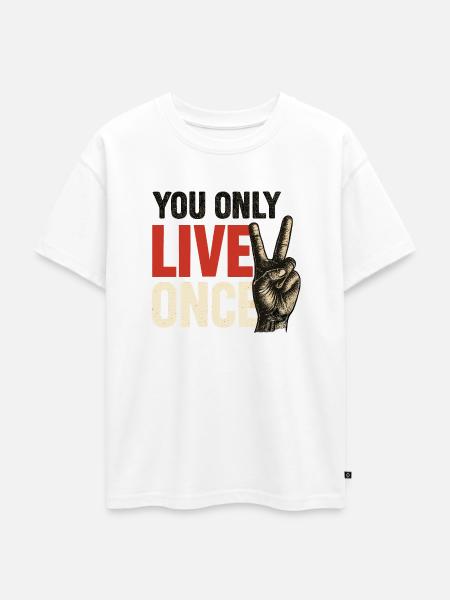 You only live vintage once - Oversized Teens' Premium Organic T-Shirt - white
