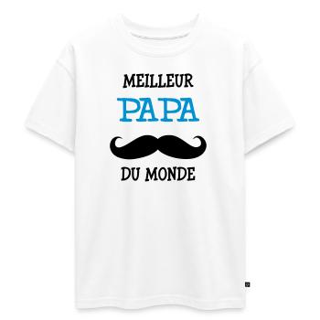 Meilleur Papa du Monde - T-shirt Premium oversize ado en coton biologique SPREAD - blanc - Devant - AI Model Teenager Male dark (155cm)