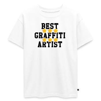 Graffiti / Tag / Writer / Street Art / Graff - Oversized Teens' Premium Organic T-Shirt - white - Front - AI Model Teenager Male dark (155cm)