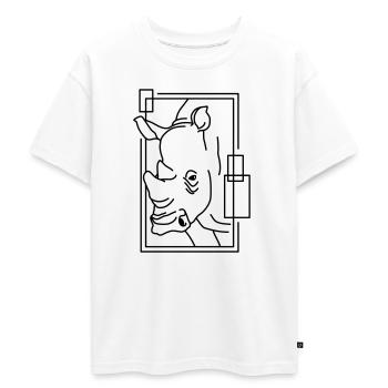 Rhinoceros in geometric design - Oversized Teens' Premium Organic T-Shirt - white - Front - AI Model Teenager Male dark (155cm)