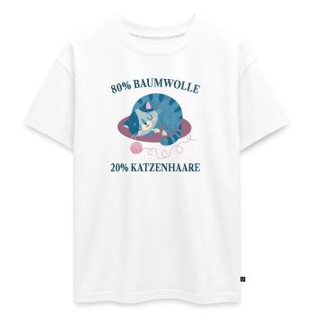 Chats, Poils de chat, Amoureux des chats, - T-shirt Premium oversize ado en coton biologique SPREAD - blanc - Devant - AI Model Teenager Male dark (155cm)