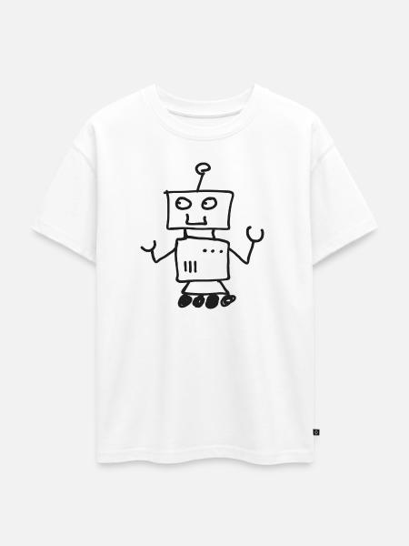 Robot - Oversized Teens' Premium Organic T-Shirt - white