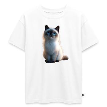 Birman Cat Sacred Birman Cat Cute Birman Cats - Oversized Teens' Premium Organic T-Shirt - white - Front - AI Model Teenager Male dark (155cm)