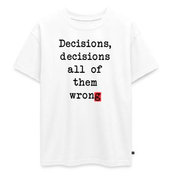 Wrong Decisions Club - Oversized Teens' Premium Organic T-Shirt - white - Front - AI Model Teenager Male dark (155cm)