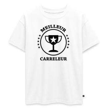 Best Tiler - Oversized Teens' Premium Organic T-Shirt - white - Front - AI Model Teenager Male dark (155cm)