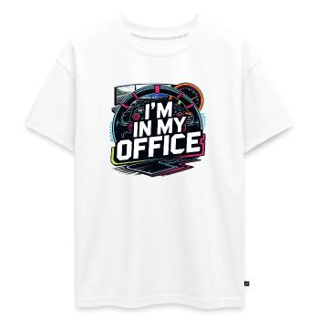 I'm in my office - Oversized Teens' Premium Organic T-Shirt - white - Front - AI Model Teenager Male dark (155cm)