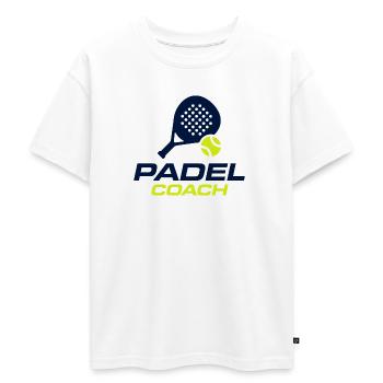 Design du maillot du Padel Coach Sports Club - T-shirt Premium oversize ado en coton biologique SPREAD - blanc - Devant - AI Model Teenager Male dark (155cm)