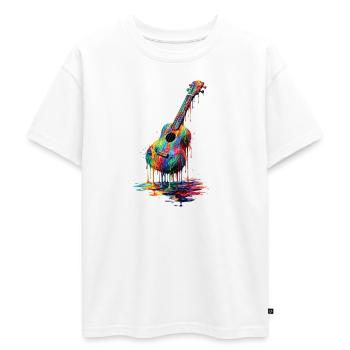 Ukulele with dripping paint - Oversized Teens' Premium Organic T-Shirt - white - Front - AI Model Teenager Male dark (155cm)