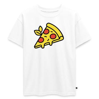 Pizza Piece Italie Nourriture Pizzeria Foodie Gourmet - T-shirt Premium oversize ado en coton biologique SPREAD - blanc - Devant - AI Model Teenager Male dark (155cm)