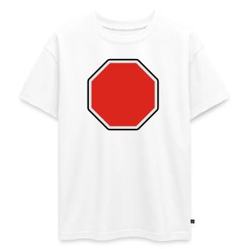 verkehrsschild - für eigenen text - T-shirt Premium oversize ado en coton biologique SPREAD - blanc - Devant - AI Model Teenager Male dark (155cm)