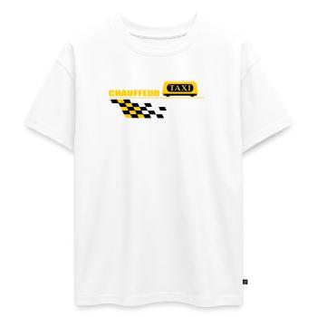 Chauffeur de taxi - T-shirt Premium oversize ado en coton biologique SPREAD - blanc - Devant - AI Model Teenager Male dark (155cm)