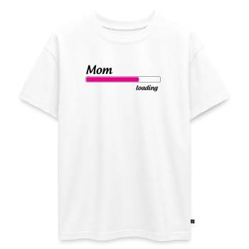 Mom loading... Please Wait - Mother-to-be - Oversized Teens' Premium Organic T-Shirt - white - Front - AI Model Teenager Male dark (155cm)