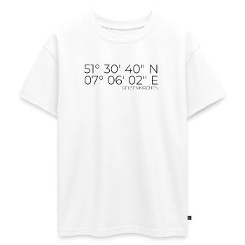 Coordonnées : Gelsenkirchen, Allemagne, Rhénanie-du-Nord-Westphalie - T-shirt Premium oversize ado en coton biologique SPREAD - blanc - Devant - AI Model Teenager Male dark (155cm)