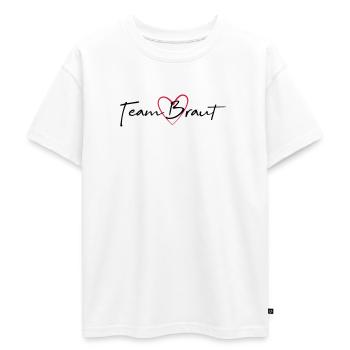 Équipe mariée coeur enterrement de vie de garçon - T-shirt Premium oversize ado en coton biologique SPREAD - blanc - Devant - AI Model Teenager Male dark (155cm)