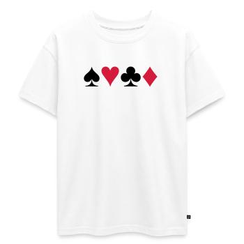 Poker - Jeu de cartes - T-shirt Premium oversize ado en coton biologique SPREAD - blanc - Devant - AI Model Teenager Male dark (155cm)