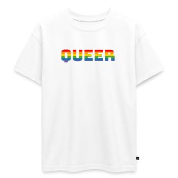 Rainbow queer LGBT CSD Shirt lgbtqi queer - Oversized Teens' Premium Organic T-Shirt - white - Front - AI Model Teenager Male dark (155cm)