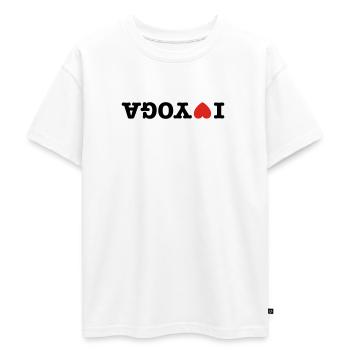 j'aime le yoga - T-shirt Premium oversize ado en coton biologique SPREAD - blanc - Devant - AI Model Teenager Male dark (155cm)
