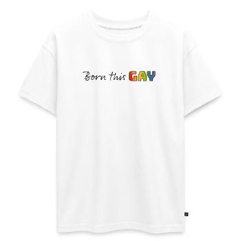 Rainbow né ce gay - T-shirt Premium oversize ado en coton biologique SPREAD - blanc - Devant - AI Model Teenager Male dark (155cm)
