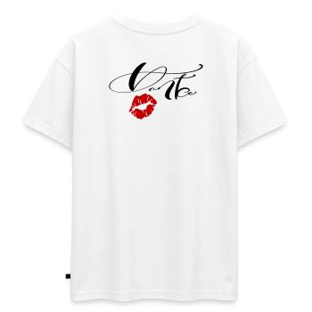 Thank you - Oversized Teens' Premium Organic T-Shirt - white - Back - AI Model Teenager Male dark (155cm)