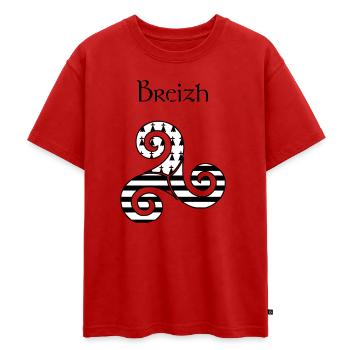 Britain - Oversized Teens' Premium Organic T-Shirt - red - Front - AI Model Teenager Male dark (155cm)