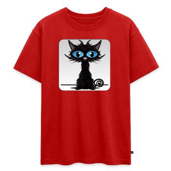 Black cat with blue eyes - Oversized Teens' Premium Organic T-Shirt - red - Front - AI Model Teenager Male dark (155cm)