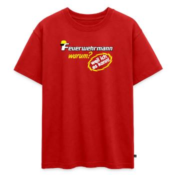 Volunteer Fire Brigade , Firefighter because I (25 - Oversized Teens' Premium Organic T-Shirt - red - Front - AI Model Teenager Male dark (155cm)