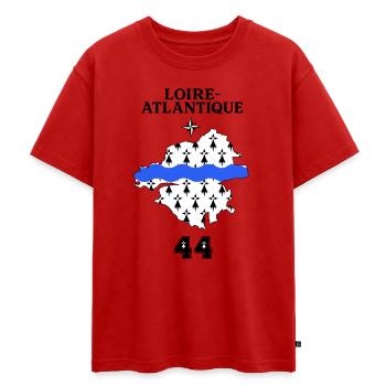 Loire Atlantique 44 - T-shirt Premium oversize ado en coton biologique SPREAD - rouge - Devant - AI Model Teenager Male dark (155cm)