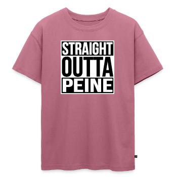 STRAIGHT OUTTA PEINE - Oversized Teens' Premium Organic T-Shirt - mauve - Front - AI Model Teenager Male dark (155cm)