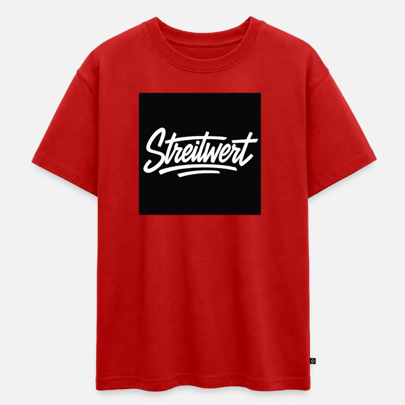 Logo Contested Script Noir - T-shirt Premium oversize ado en coton biologique SPREAD - rouge